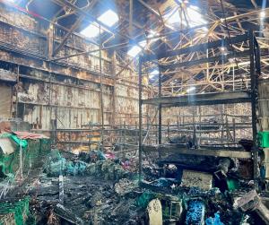 Destroyed equipment inside the Cool Hand Movers warehouse after January 21 fire.
