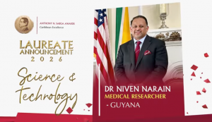 Dr. Niven R. Narain Named Caribbean Science and Technology Laurea