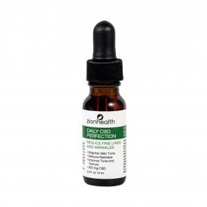 Zion Health Launches Daily Perfection + CBD Serum for Smoother, Balanced, Radiant Skin 7 Zion Health Daily CBD Perfection Serum with 500 mg CBD in a glass dropper bottle displayed next to its packaging, highlighting benefits for reducing fine lines, wrinkles, redness, and improving skin tone.