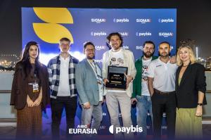 The Paybis team receives the AIBC awards at Sigma Eurasia in Dubai 2026 for the Best Crypto Payment Provider