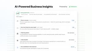 The image displays a list of AI powered insights about a business for sale on Venturu