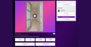 TheReelMap video tour page showing a property walkthrough and agent contact panel.