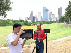 Hadi Suheil, Texas A&M student, filming professional content for a public relations project