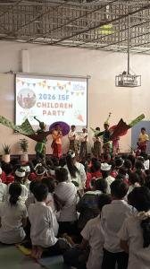 ISF children's party, students peacock ceremonial dance performance