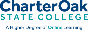 Charter Oak State College. Teal and Royal Blue Logo.  