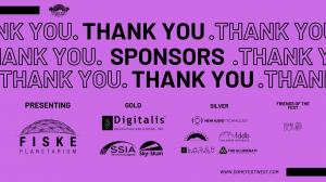 Logos of various DFW 2026 sponsors, including Digitalis, SSIA, New Audio Technology, Shasta Vision, FDDB, Laser Fantasy, and the Elumenati