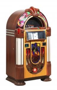 21st century Rock-Ola Peacock Bubbler CD jukebox, sporting a classic design based on the iconic Wurlitzer 1015 model. The pre-sale estimate is $2,000-$4,000.