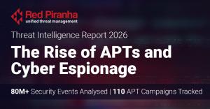 Banner with text - hreat Intelligence Report 2026 The Rise of APTs and Cyber Espionage 80M+ Security Events Analysed | 110 APT Campaigns Tracked
