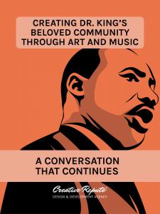 Illustration portrait of Dr. Martin Luther King Jr., civil rights leader known for advancing nonviolent social change and the vision of the Beloved Community.