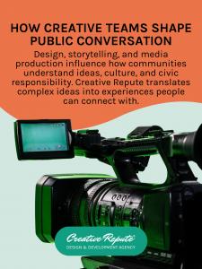 Design, storytelling, and media production influence how communities understand ideas, culture, and civic responsibility. Creative Repute translates complex ideas into experiences people can connect with.