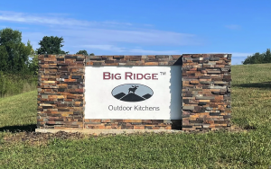 Big Ridge Outdoor Kitchens stone monument sign at Athens Tennessee manufacturing facility