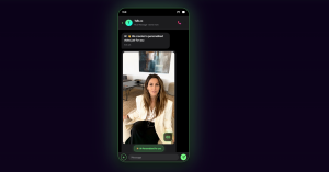 AI video messaging delivered via RCS Business Messaging showing personalized video content on smartphone