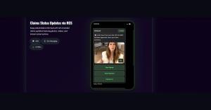 RCS AI video messaging example showing personalized insurance claims status conversation on mobile device