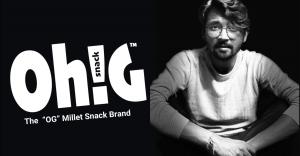 Oh!G snack logo along with Rohan Gandhi - the founder of India's best millet snack brand