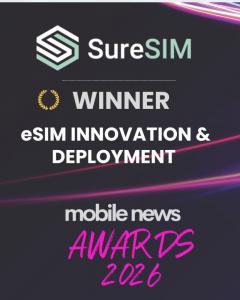 SureSIM Best eSIM Deployment & Innovation at the Mobile News Awards