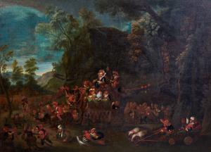 Oil on canvas painting by Faustino Bocchi (Italian, 1659-1741), titled Il Gatto Mammone, 37 inches by 51 inches (94cm by 130cm). Estimate: $15,000-$20,000