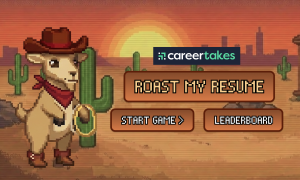 Image of Billie the Goat the main ai character in the 8-bit theme RoastMyResume game