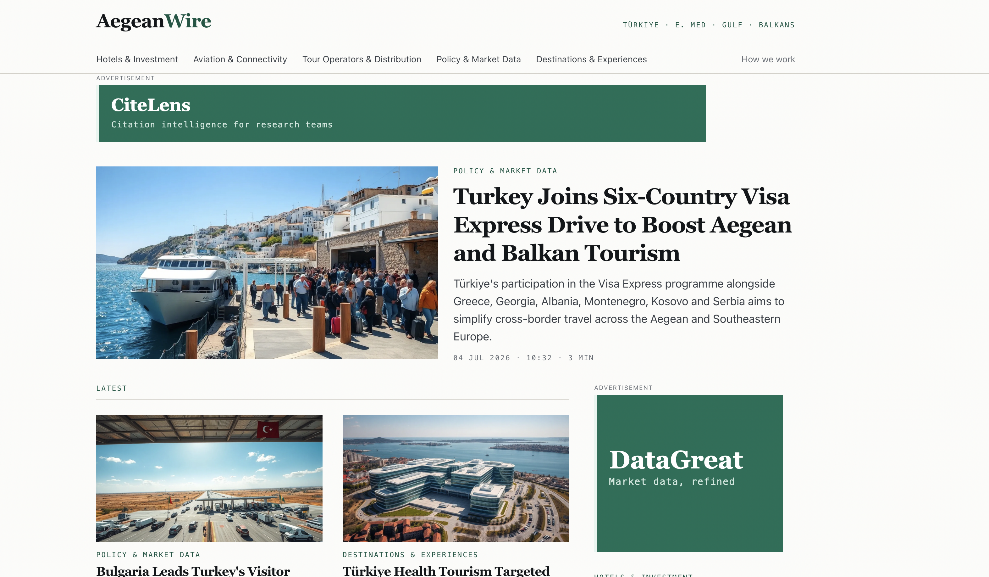 AegeanWire, an autonomous AI newsroom covering the Türkiye and regional travel trade, today opened a live view of its newsroom that anyone can watch in real time Aegean Wire Hero