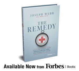 Book cover image of “The Remedy” by Dr. Joseph Webb; book launch announcement.
