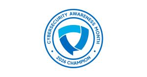 Cybersecurity Awareness Month 2026 Champion badge beside the words 