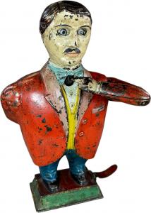 Cast-iron Alphabet Man (or, The Yankee Schoolmaster), manufacturer unknown. Masterful casting rendering an appealing folk-art appearance. Sold for $20,400 against a high estimate of $12,000