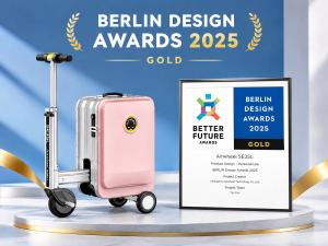 Airwheel SE3SL Smart Rideable Suitcase Berlin Design Awards 2025 Gold Winning Poster