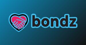 The Bondz logo, two hands holding in a heart, and Bondz name against a dark blue gradient background.