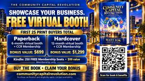 CCR buyer offer banner showing print-book virtual booth and membership bonuses, Kindle membership seats, eligibility terms and a QR code.