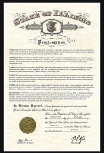 State of Illinois Executive Department proclamation of October 2026 as Intellectual Property Month, signed by Governor JB Pritzker
