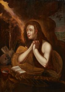 19th century oil on board painting after Domenico Tintoretto (1560-1635), titled The Penitent Magdalene, 24 ½ inches tall by 18 ½ inches wide (estimate: $1,000-$2,000).