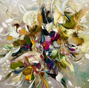 Petula, Jennifer JL Jones, 48 x 48 inch painting on baltic birch wood panel