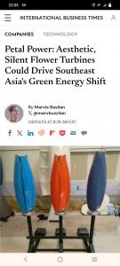 International Business Times Screenshot of Flower Turbines Article