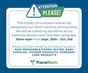 TransTech is collection donations for support residents of Western N. Carolina