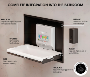 Horizontal ADA compliant baby changing station