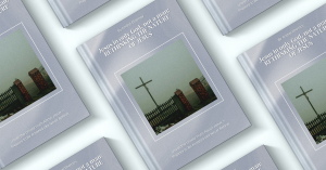 Book cover of Jesus is Only God, Not a Man: Rethinking the Nature of Jesus by Andrei Efremov. The minimalist design features a photograph of a cross in a foggy landscape, framed by a broken fence and brick pillars, symbolizing a break from tradition and a