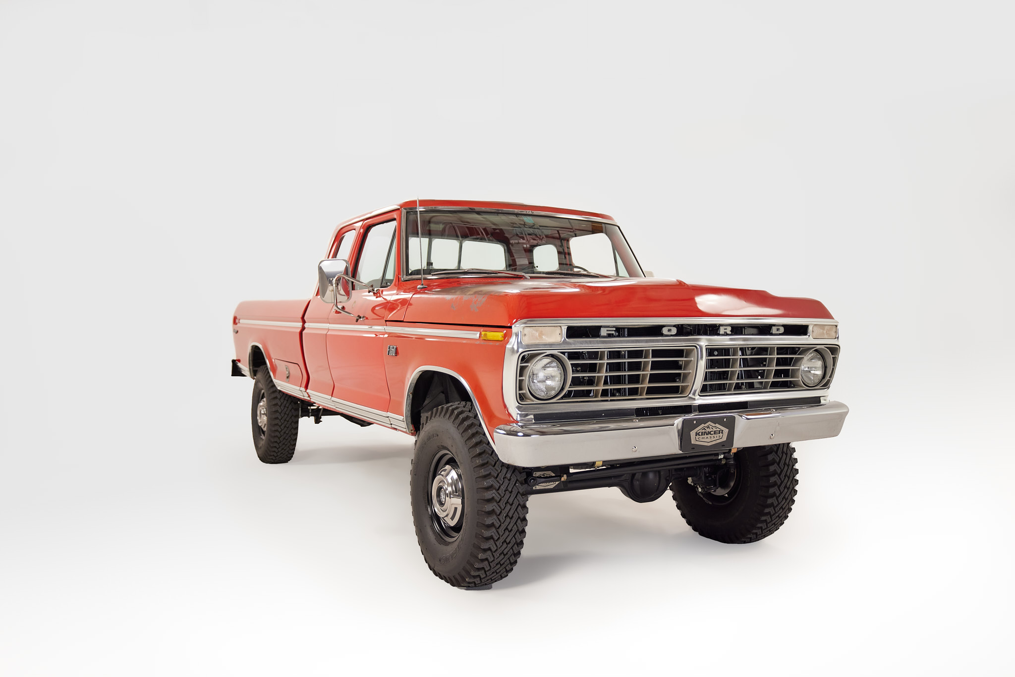 F-Series truck converted from 2WD to 4WD by Kincer Chassis, featuring upgraded suspension and drivetrain while retaining its classic body style.