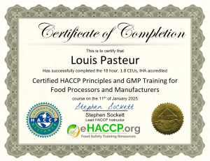 HACCP Certificate HACCP Training