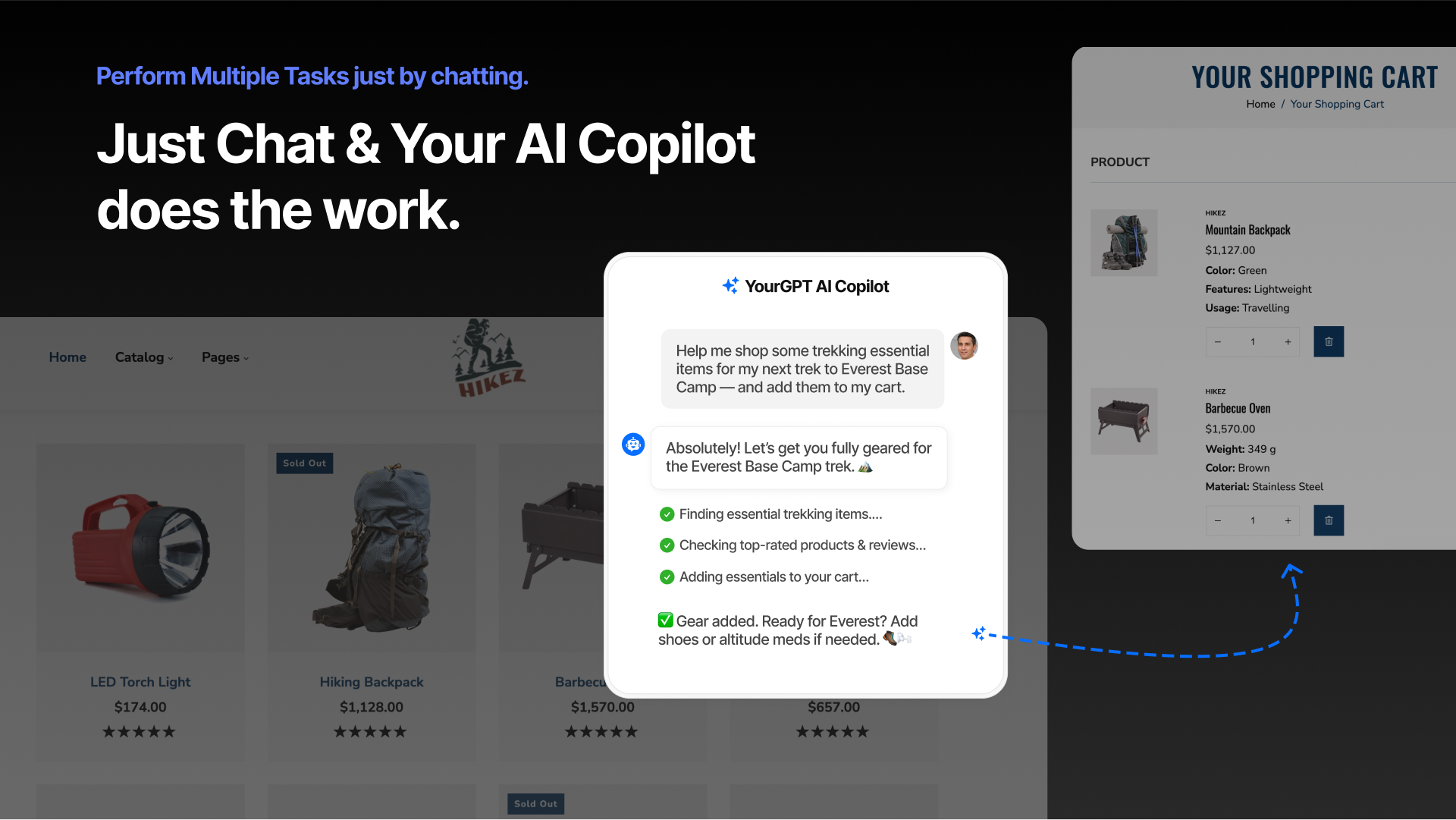 YourGPT AI Copilot Performing multiple actions