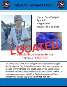 Sara Padgett Missing Persons Flyer