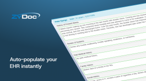 ZyDoc branded product image showcasing direct EHR insertion.