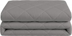 Folded gray quilted waterproof mattress protector